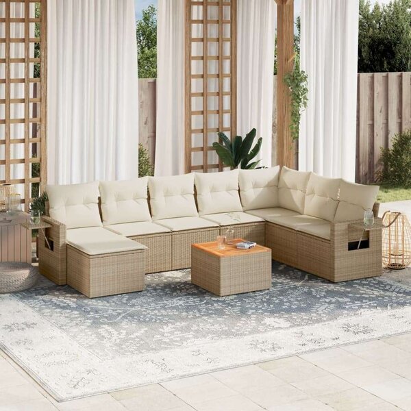 VidaXL Polyrattan Kerti Ülőgarnitúra - 9 részes - Bézs