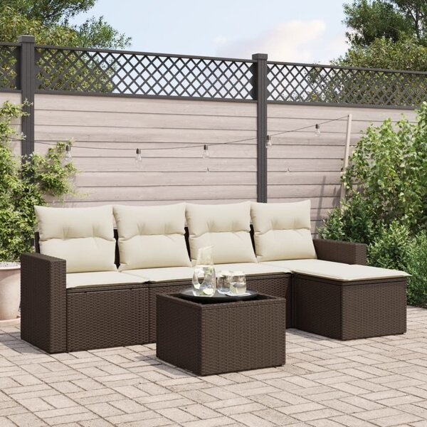VidaXL 6 részes barna polyrattan kerti ülőgarnitúra párnával