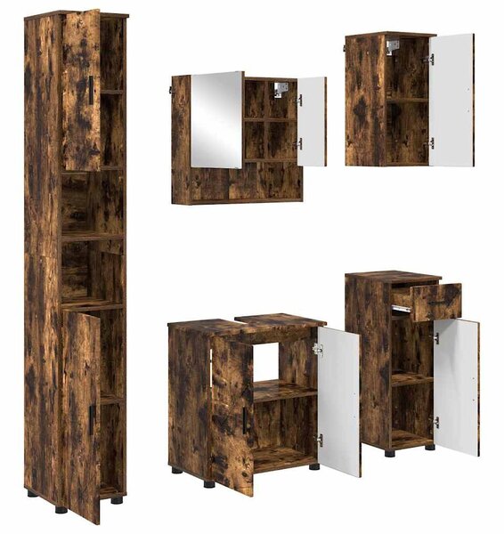 Fürdőszoba bútor szett 5 pcs Füstölt tölgy 61 x 35 x 64 cm