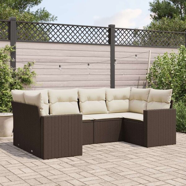 VidaXL Polyrattan Kerti Ülőgarnitúra - 6 részes - Barna