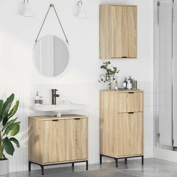 Fürdőszoba bútor szett 3 pcs sonoma tölgy 39.5 x 36 x 88 cm