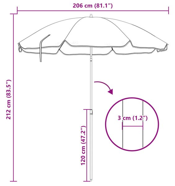 VidaXL Strandernyő Alumínium Rúddal Kamuflázs 240 cm