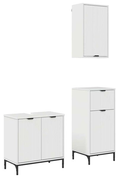 Fürdőszoba bútor szett 3 pcs Magasfényű fehér 39.5 x 36 x 88 cm
