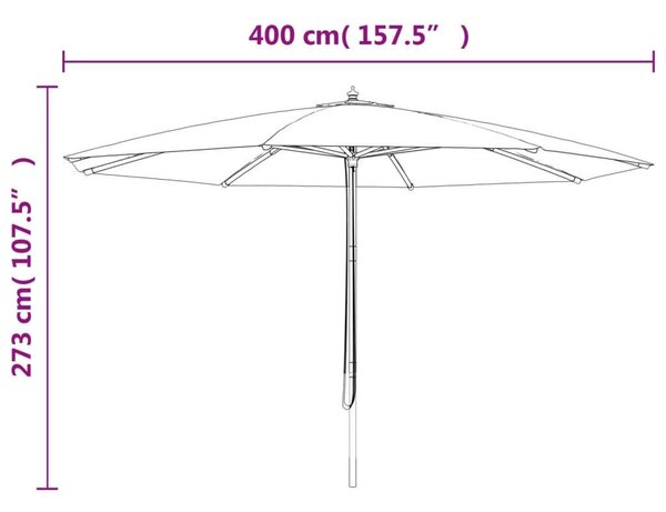 VidaXL tópszínű kerti napernyő fa rúddal 400 x 273 cm