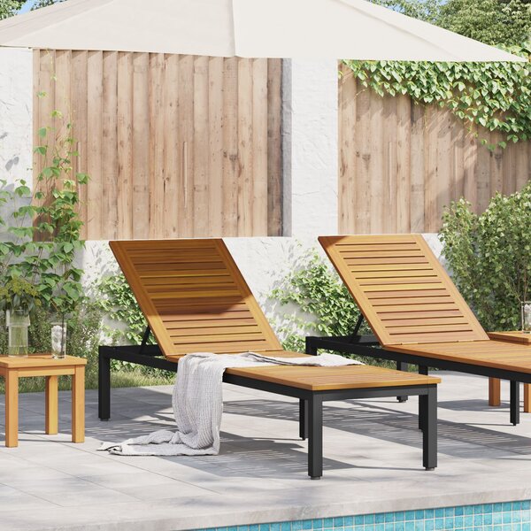 VidaXL Napsütéses nyugágy Fekete 200x55x35 cm Tömör akácfa