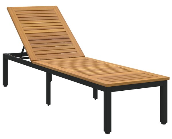 VidaXL Napsütéses nyugágy Fekete 200x55x35 cm Tömör akácfa