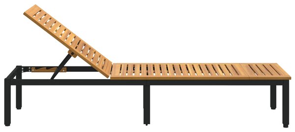 VidaXL Napsütéses nyugágy Fekete 200x55x35 cm Tömör akácfa