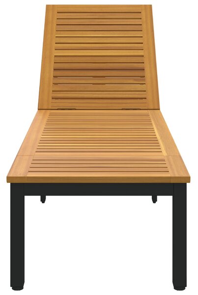 VidaXL Napsütéses nyugágy Fekete 200x55x35 cm Tömör akácfa