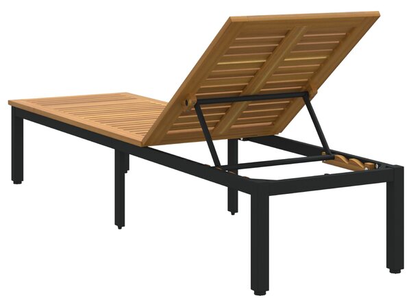 VidaXL Napsütéses nyugágy Fekete 200x55x35 cm Tömör akácfa