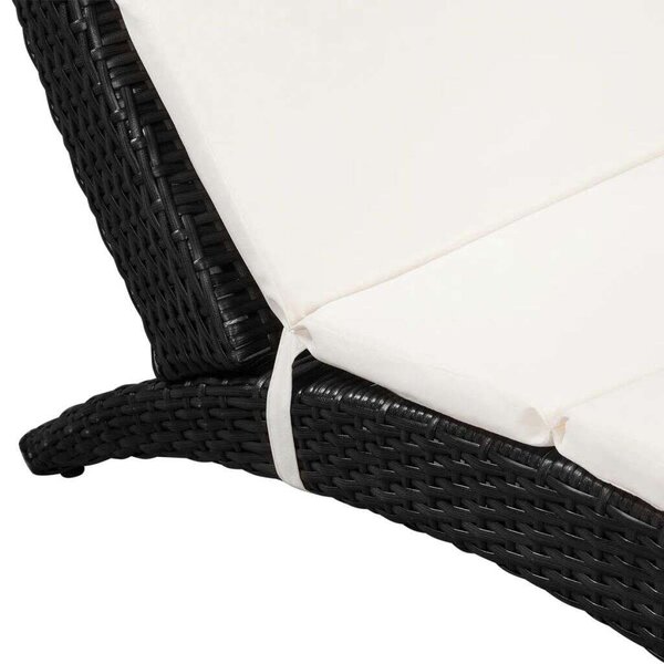 Napozóágy - Fekete Polyrattan - 162cm