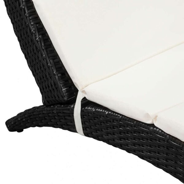 Napozóágy - Fekete Polyrattan - 162cm