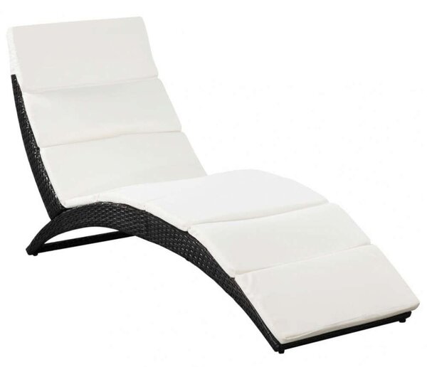 Napozóágy - Fekete Polyrattan - 162cm