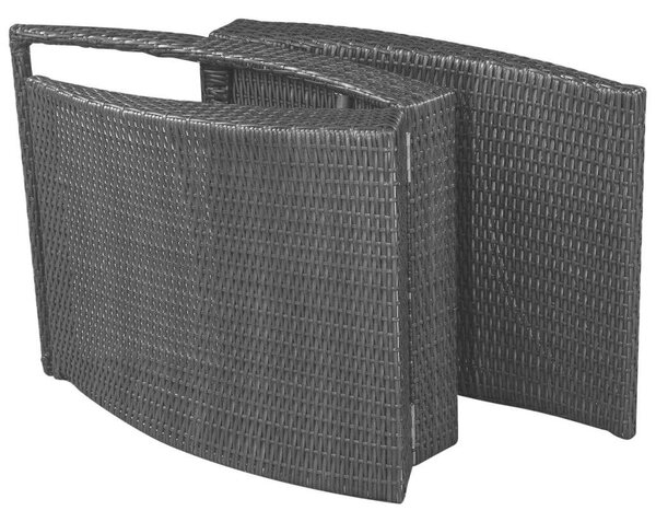 Napozóágy - Fekete Polyrattan - 162cm