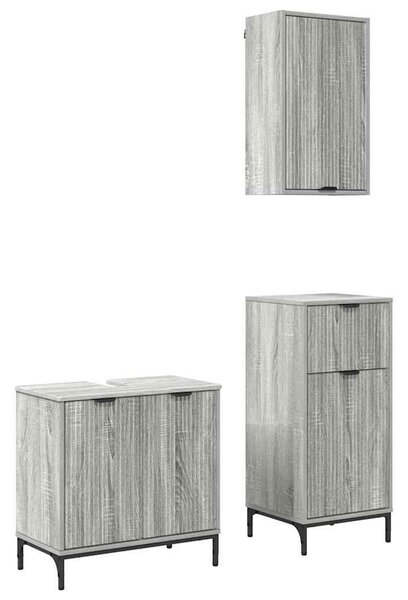Fürdőszoba bútor szett 3 pcs Szürke sonoma 39.5 x 36 x 88 cm