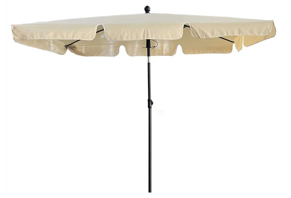 Akord - FLOKS Bézs Kerti Napernyő, Állítható Dőlésszög, UV-álló, 235x200x125 cm, Poliészter és Fém Stílusos Teraszi Kialakításhoz