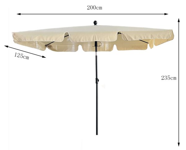 Akord - FLOKS Bézs Kerti Napernyő, Állítható Dőlésszög, UV-álló, 235x200x125 cm, Poliészter és Fém Stílusos Teraszi Kialakításhoz