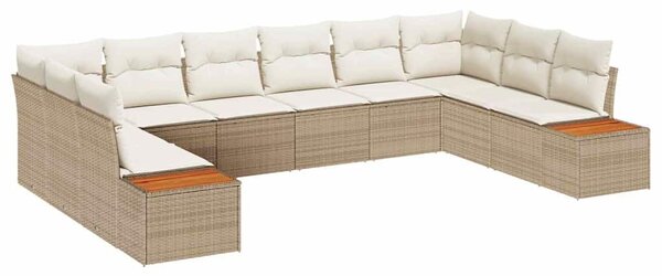 VidaXL Kerti Kanapé Szett párnával 10 pcs Beige és krém Polyrattan