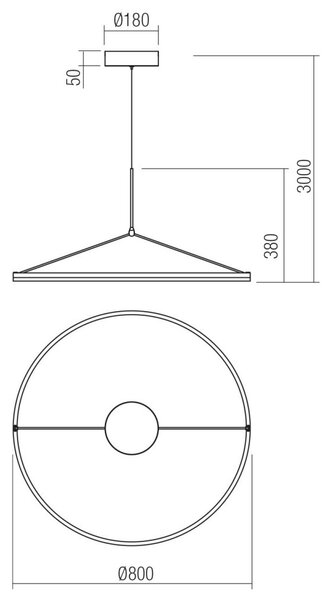 ORBIT LED modern stílusú függőlámpa, bronz, 3000K, Ø80 cm, TRIAC dimmelhető (01-4955-TRIAC)