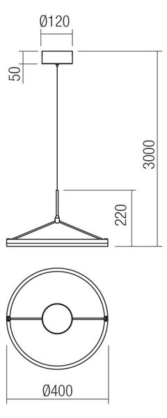 ORBIT LED modern stílusú függőlámpa, matt fekete, 3000K, Ø40 cm, TRIAC dimmelhető