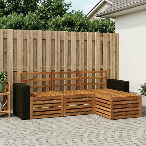 VidaXL Kültéri kanapé szett 4 pcs Természetes
