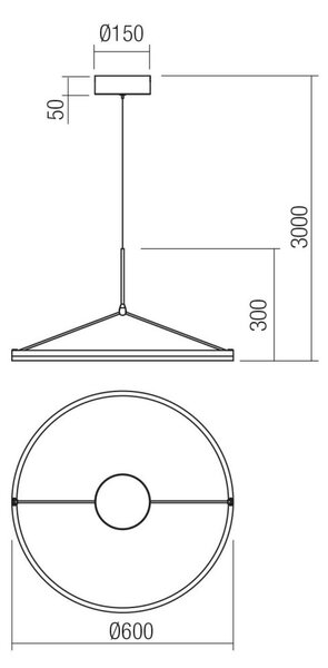 ORBIT LED modern stílusú függőlámpa, bronz, 3000K, Ø60 cm, TRIAC dimmelhető (01-4949-TRIAC)