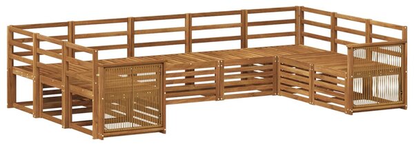 VidaXL Szegmentált kanapé szett 7 pcs Természetes Tömör Akácfa