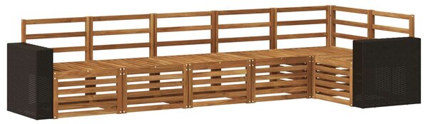 VidaXL Szegmentált kanapé szett 6 pcs Természetes Tömör Akácfa
