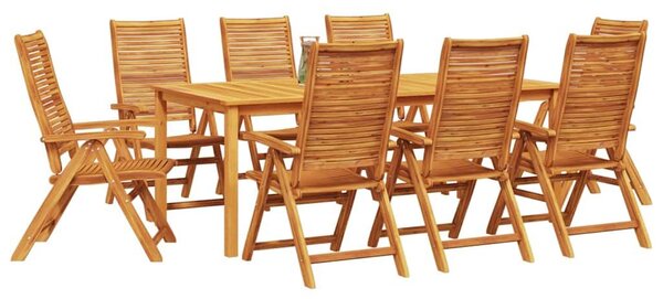 VidaXL Kert étkező szett 9 pcs Barna Tömör Akácfa