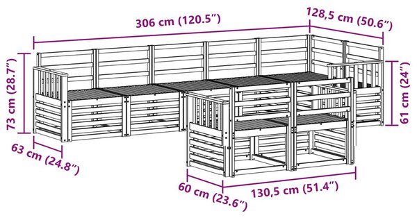 VidaXL Ülőgarnitúrák 8 pcs Természetes Tömör Akácfa