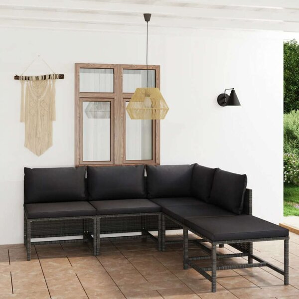 VidaXL Polyrattan Kerti Ülőgarnitúra - 5 részes - Szürke