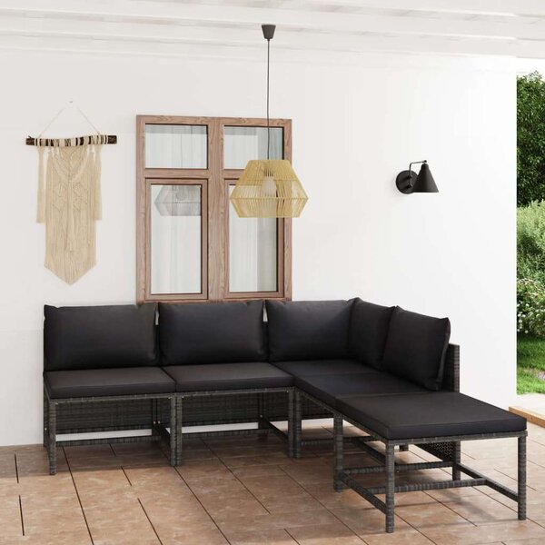 VidaXL Polyrattan Kerti Ülőgarnitúra - 5 részes - Szürke