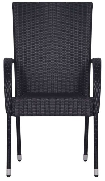 5-részes fekete polyrattan kerti étkezőgarnitúra