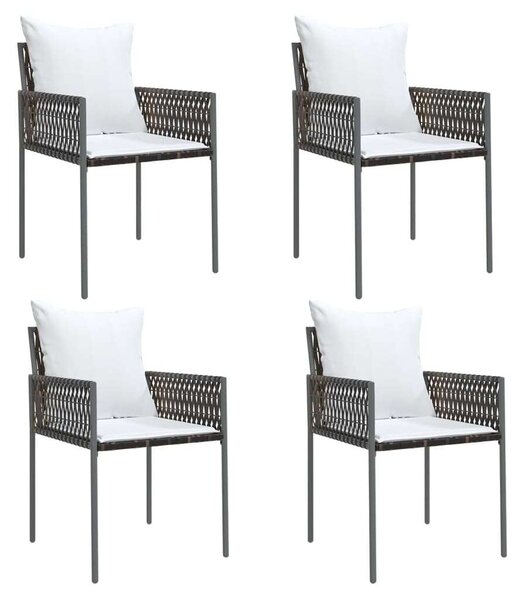 VidaXL 5-részes polyrattan és acél kerti étkezőgarnitúra párnával