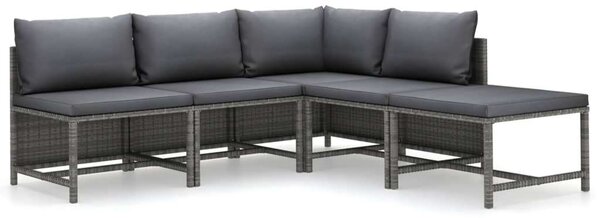 VidaXL Polyrattan Kerti Ülőgarnitúra - 5 részes - Szürke