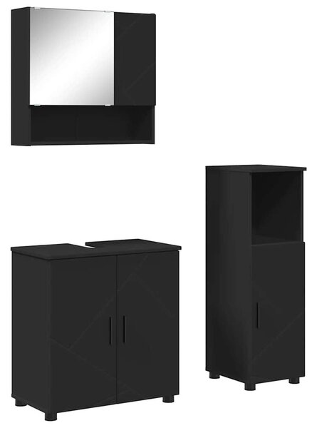 Fürdőszoba bútor szett 3 pcs Fekete 61 x 35 x 64 cm Faanyag
