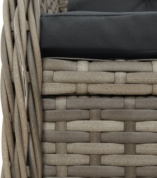 VidaXL 7 részes szürke polyrattan kerti étkezőgarnitúra párnával