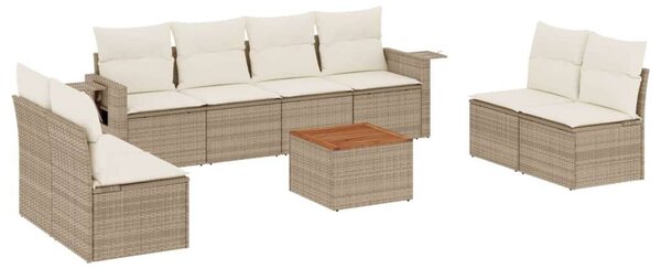 VidaXL Polyrattan Kerti Ülőgarnitúra - 9 részes - Bézs
