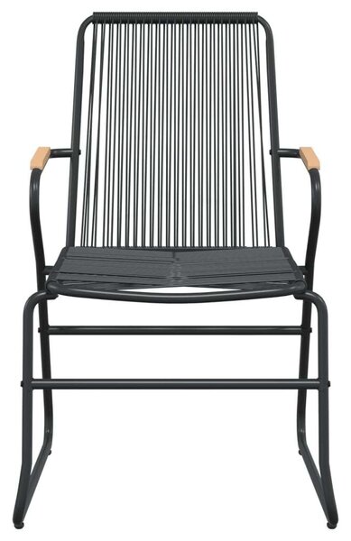 Elegáns Fekete PVC Rattan Kerti Étkezőgarnitúra - 8 Fős