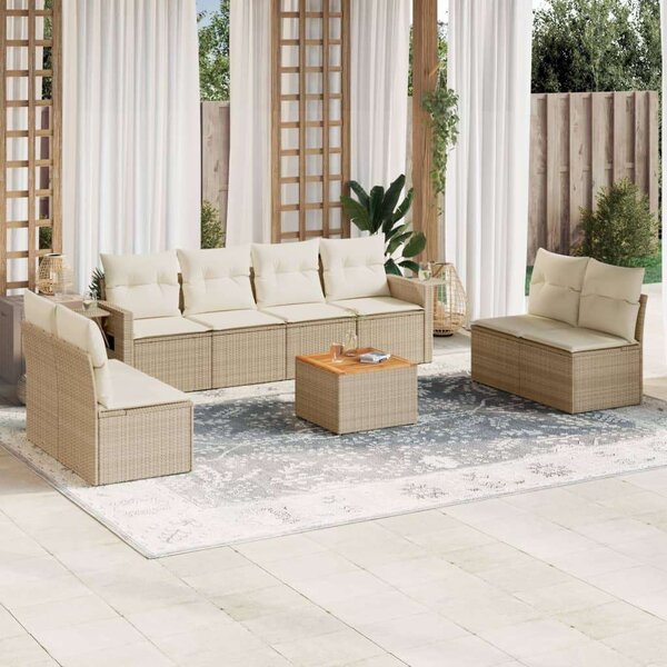 VidaXL Polyrattan Kerti Ülőgarnitúra - 9 részes - Bézs