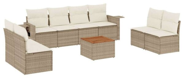 VidaXL Polyrattan Kerti Ülőgarnitúra - 9 részes - Bézs