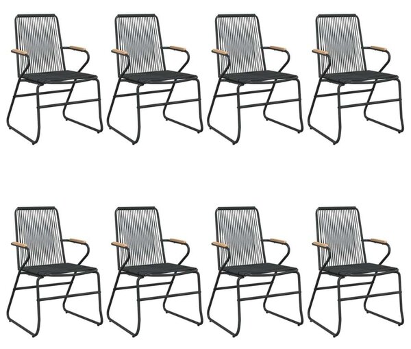 Elegáns Fekete PVC Rattan Kerti Étkezőgarnitúra - 8 Fős