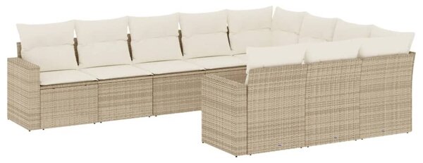 VidaXL Polyrattan Kerti Ülőgarnitúra - 10 részes - Bézs