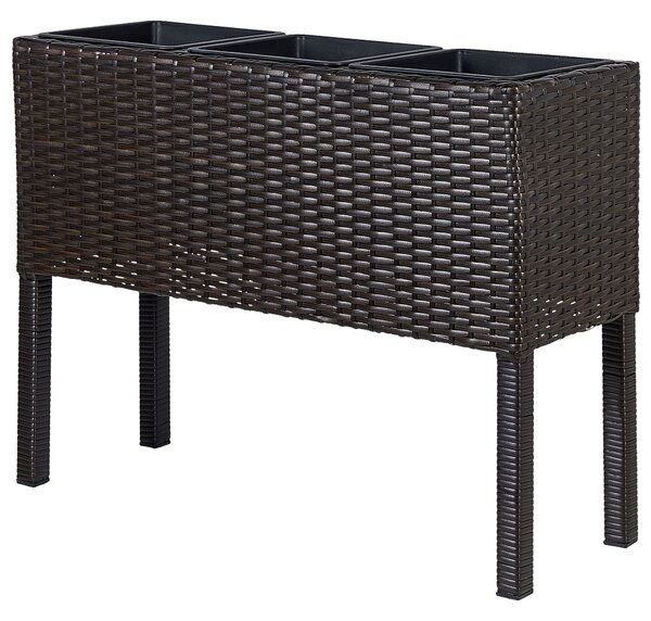 Magasított virágállvány CARAGANA PE Rattan 77 cm Sötétbarna