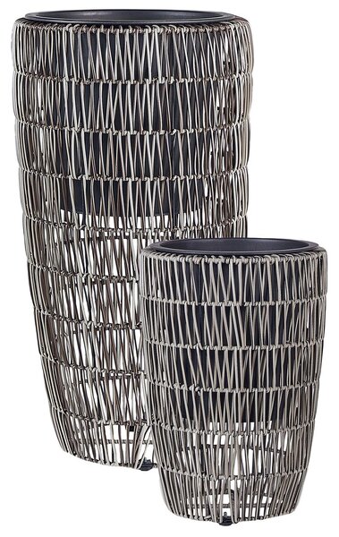 Kétdarabos virágcserép szett CHELONE PE Rattan 26/34 cm Barna