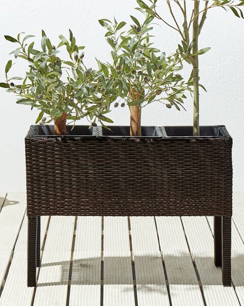 Magasított virágállvány CARAGANA PE Rattan 77 cm Sötétbarna