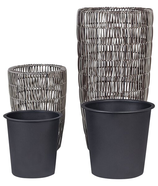 Kétdarabos virágcserép szett CHELONE PE Rattan 26/34 cm Barna