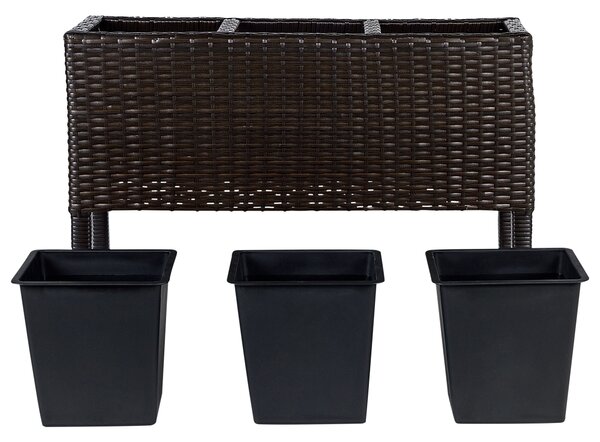 Magasított virágállvány CARAGANA PE Rattan 77 cm Sötétbarna