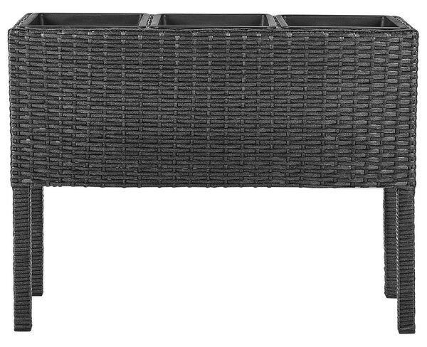 Magasított virágállvány CARAGANA PE Rattan 77 cm Fekete