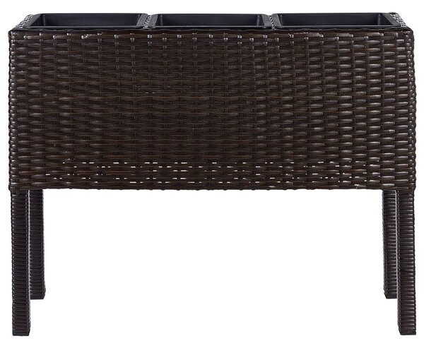 Magasított virágállvány CARAGANA PE Rattan 77 cm Sötétbarna