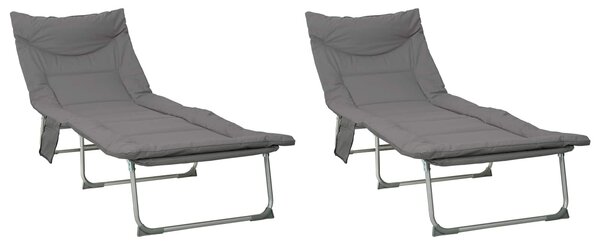 VidaXL Összecsukható napozóágy párnával 2 pcs Antracitszürke